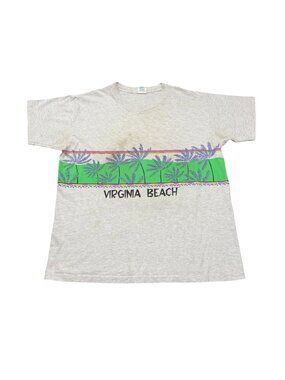 Vintage 1990s Virginia Beach All Over Print Single Stitch T-Shirt Made in USA